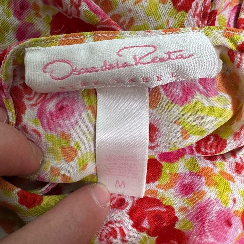 Oscar de la Renta Pink Label Floral Blouse Women’s size Medium - Picture 3 of 7